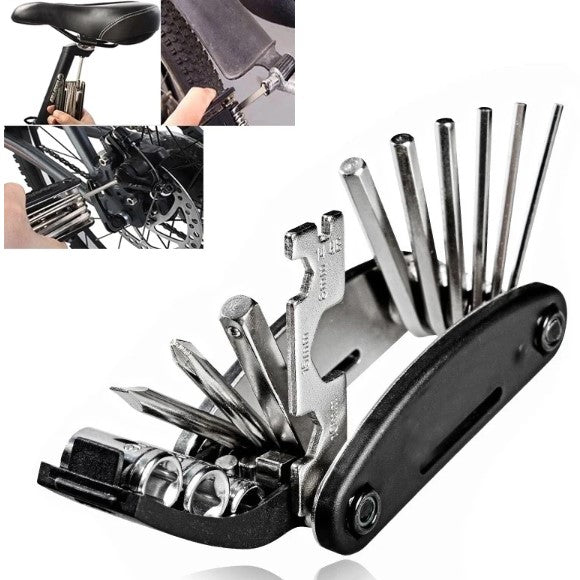 16-in-1 Bicycle Repair Tool Kit – Folding Multitool with Tire Levers, Hex Keys & Spoke Wrench for On-the-Go Bike Repairs