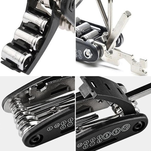 16-in-1 Bicycle Repair Tool Kit – Folding Multitool with Tire Levers, Hex Keys & Spoke Wrench for On-the-Go Bike Repairs