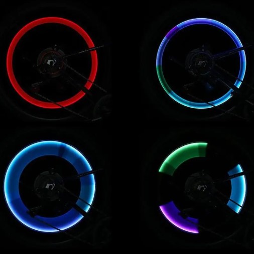 2x Neon LED Bike Spoke Lights – Wheel Valve Cap Flashlight for Bicycle, Car & Motorcycle Blue