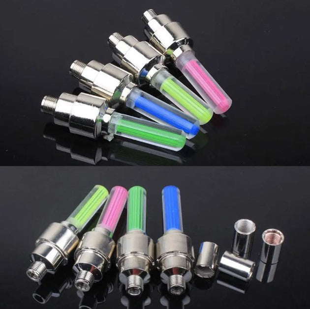 2x Neon LED Bike Spoke Lights – Wheel Valve Cap Flashlight for Bicycle, Car & Motorcycle Blue