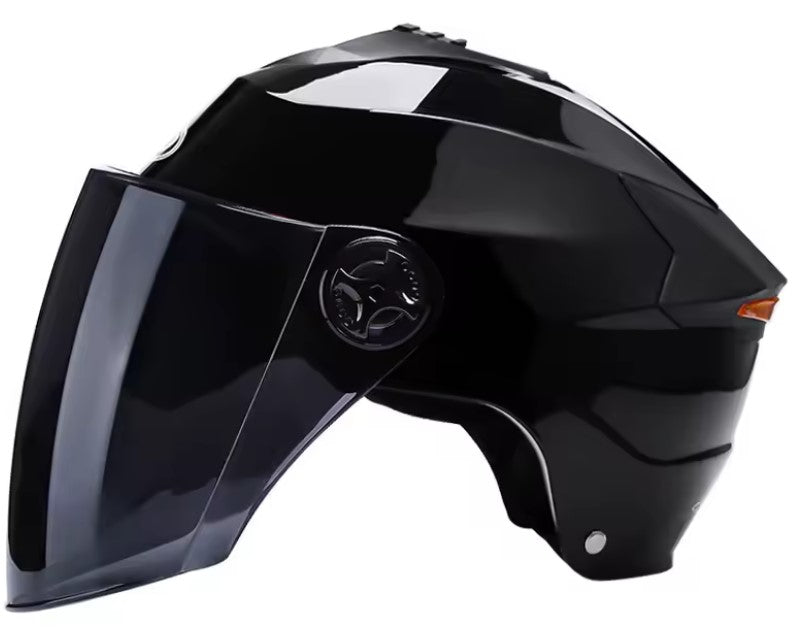 Bike Helmet AD818 with LED Light – Double Visor, Rechargeable, for Men & Women – Moped, Motorcycle, E-Scooter & E-Bike Compatible Black