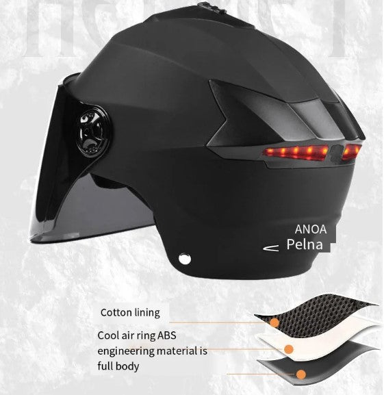 Bike Helmet AD818 with LED Light – Double Visor, Rechargeable, for Men & Women – Moped, Motorcycle, E-Scooter & E-Bike Compatible White