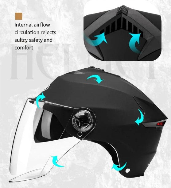 Bike Helmet AD818 with LED Light – Double Visor, Rechargeable, for Men & Women – Moped, Motorcycle, E-Scooter & E-Bike Compatible White