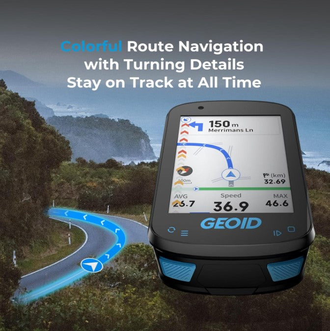 GEOID CC600 Smart GPS Bike Computer – Color Screen, Navigation, WiFi & ANT+