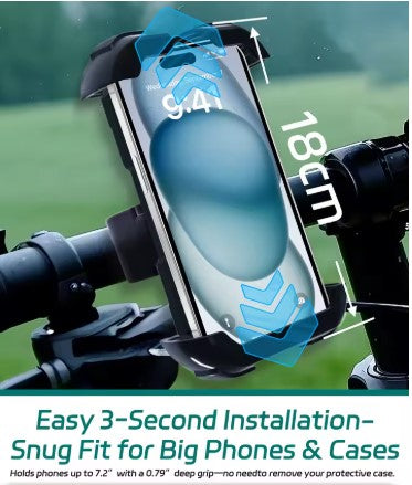 JOCEEY C7 Motorcycle Phone Mount – Heavy-Duty Handlebar Holder for Bike, Scooter & E-Bike – Fits 4.7''–6.8'' Phones