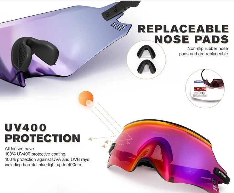 Kapvoe K2 Green Mirror Photochromic Sports Sunglasses