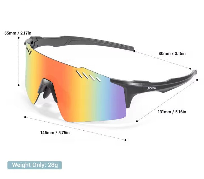 SCVCN Black Grey Photochromic Sports Sunglasses