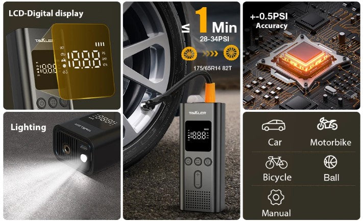 Wireless Portable Air Pump – 150PSI Electric Tire Inflator for Car, Bike, Motorcycle & Ball Sports