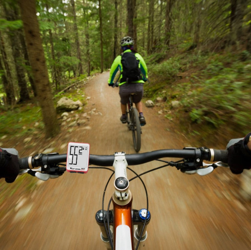 WEST BIKING Large Screen Bike Computer – Digital LCD Speedometer, Waterproof Odometer, Wired & Wireless Options - Red