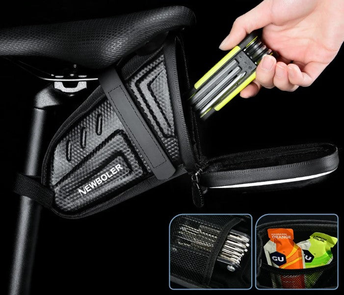 Waterproof Bicycle Saddle Bag – 1.5L Reflective Seat Pack for MTB & Road Bikes, Tool Holder & Accessories Storage