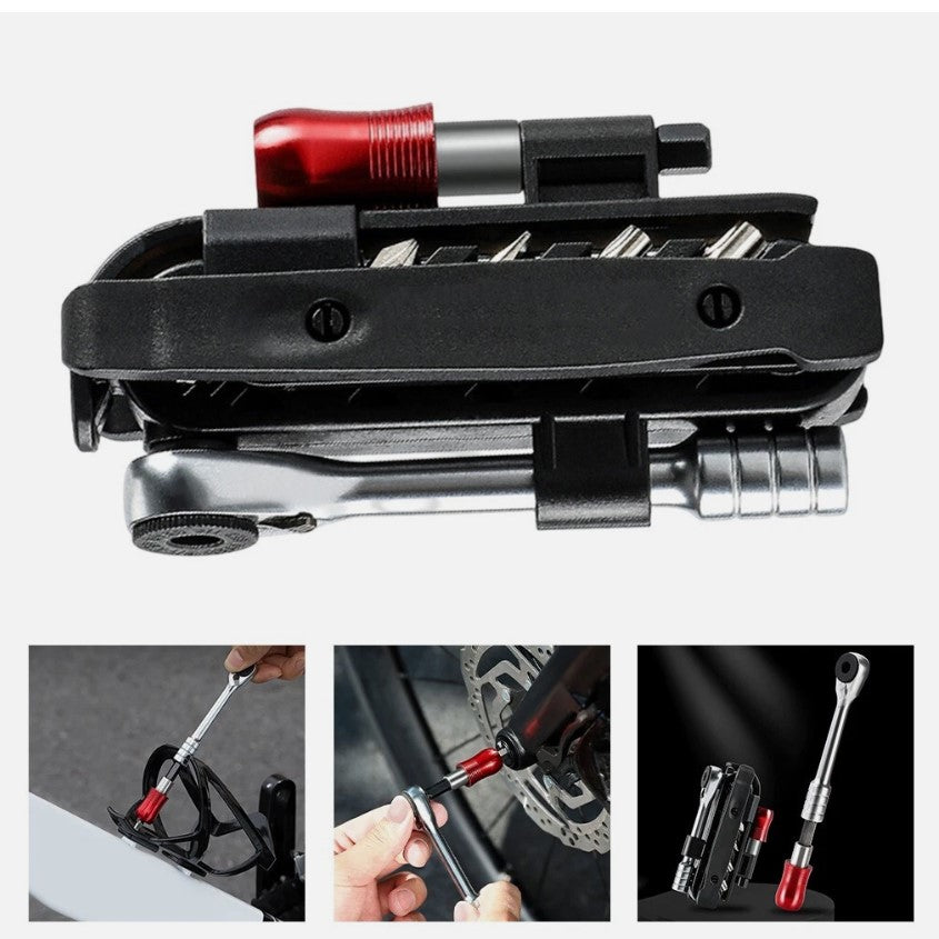 WEST BIKING 14-in-1 Portable Ratchet Wrench Kit – Multifunction Bike Repair Tool Set with Tire Lever for MTB & Road Bikes